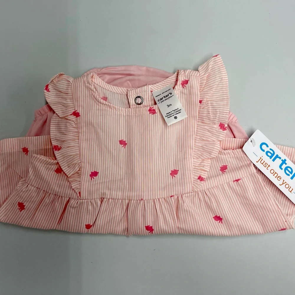 Carter's Pink Striped Diaper Cover Set